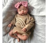 Lonian Reborn Dolls - 17-Inch Handmade Realistic Baby Doll Soft Cloth Body with Toy Accessories, Like a Lifelike Baby (Sleeping Baby) (Brown)