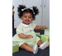 Lonian Reborn Dolls 24 Inch Lifelike Black Girl Softness Body African Realistic Newborn Real Life Doll Caramel Skin Curly hairss for Kids Age 3+