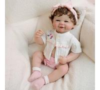 Lonian Reborn Dolls Vinly Silicone Full Body Realistic Newborn Baby Girl 19 Inch Real Life Like Dolls That Look Real Looking Baby Life Size Doll (Black hair)