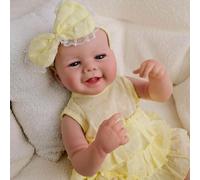 Lonian Reborn Girl Dolls 19 Inch Reborn Dolls Realistic Newborn Baby Dolls Soft Body Poseable Full Vinyl Body Girl Like a Baby with Feeding Kit for Kids (Emmy)