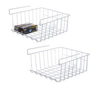 Lonian Stackable Hanging Basket, 2-Pack Under Shelf Hanging Metal Wire Storage Basket for Kitchen, Office, Pantry, Bathroom, Cabinet