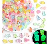 Lonimia 220 PCS Glow in The Dark Mini Resin Animals, Tiny Luminous Ducks Axolotls Frogs & Fairy Garden Miniatures, Small Resin Figurines for Crafts, Micro Landscape, Plant Pot Decoration