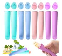 Lonimia 8PCS Silicone Ice Cream Moulds, Ice Lolly Pop Mould, BPA Free, 100ml, Round