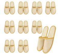 LoNinLoAn 10 Pairs Hotel Slippers, Closed Toe White Spa Slipper, Portable Disposable Towelling Slipers Fit Most Men and Women for Party Guest Travel Home Hotel Use (Yellow)