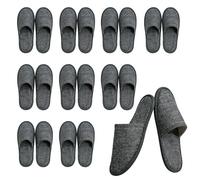 LoNinLoAn 10 Pairs Hotel Slippers, Closed Toe White Spa Slipper, Portable Disposable Towelling Slipers Fit Most Men and Women for Party Guest Travel Home Hotel Use (Grey)