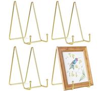 LoNinLoAn 4Pcs Plate Stands for Display, Gold Iron Easel Plate Holder, 6 inch Easel Display Stand, Picture Frame Stand for Pictures|Photo|Decorative Plate|Dish|Tabletop Art