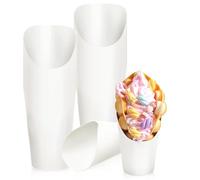 LoNinLoAn 50 Pcs Disposable French Fries Holder, 12oz Paper French Fry Cups, Snacks Kraft Paper Cups, Take- Out Party Frozen Dessert Supplies Charcuterie Cups for All Occasions(White)