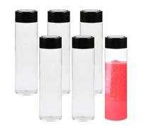 LoNinLoAn 6Pcs Empty Plastic Juice Bottles with Black Lids, 350ml Clear Reusable Sensory Smoothie PET Bottless for Homemade Drinks and Milk