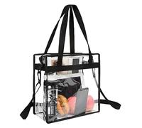 LoNinLoAn Clear Tote Bag, Clear Crossbody Bag, PVC Waterproof Transparent Bag, Adjustable Shoulder Strap with Zipper Closure for Stadium, Work, Sports Games, Concert(30 x 30 x 15 CM)