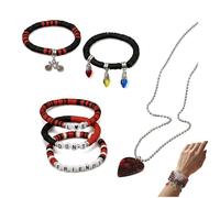 LoNinLoAn for Stranger Merch TV Inspired Bracelet, 5PCS Stackable Stretch Bracelets for Stranger TV Merchandise Jewellery TV Fans Stuff Outfit Friendship Birthday Gifts