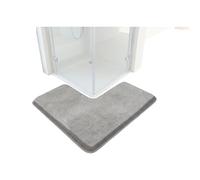 LoNinLoAn L Shaped Bath Mat, Corner Shower Mat, 80x80CM, Grey