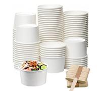 LoNinLoAn Paper Muffin Cases Pack of 60 Cardboard Ice Cream Cups 3 oz / 120 ml Dessert Cups Disposable Ice Cream Bowls with Wooden Spoon for Buffets Desserts Weddings Food Truck Ice Cream Parlours