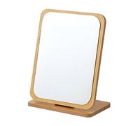 LoNinLoAn Vanity Makeup Mirror, Desktop Wooden Mirror with Stand, Small Standing Mirror, Desktop Square Mirror, Travel Tableto Mirror for Bathroom, Bedroom(21 x 16CM)