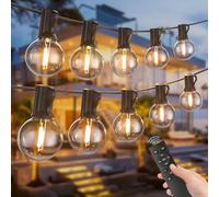 LONIUTO Festoon Lights Outdoor, 45M Christmas String Lights Mains Powered, 75+3 G40 Shatterproof Bulbs, Connectable Waterproof Garden Fairy Light with Remote/Timer/3 Modes for Outside Party Patio