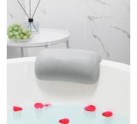 Lonkenn Waterproof Bath Pillow with 2 Suction Cups, Ergonomic Head & Neck Support, Luxury Spa Cushion with Anti-Slip Grip, Quick-Dry & Easy Clean, Relaxing Bathtub Accessories-Grey