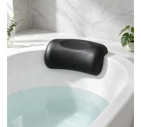 Lonkenn Waterproof Bath Pillow with 2 Suction Cups, Ergonomic Head & Neck Support, Luxury Spa Cushion with Anti-Slip Grip, Quick-Dry & Easy Clean, Relaxing Bathtub Accessories-Black