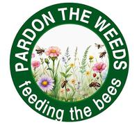 Lonkoomes Pardon the weeds feeding the bees garden sign with stake outdoor metal decoration yard farm porch wildflowers lawn flowerbeds Round 9.2inch