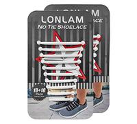 LONLAM No Tie Shoelaces Elastic Silicone Tieless Round for Stretch Sneakers Shoe Strings Laceless Adults Kids Bungee Rubber, White, XL