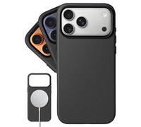 LONLI Classic 2.0 | Gol European Vele Leather Magnetic Case for iPhone 17 Pro Max - Upgraded Camera Control & AI Button - MagSafe Compatible - Classic Minimal Luxury - Black