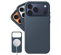 LONLI Classic 2.0 | Gol European Vele Leather Magnetic Case for iPhone 17 Pro Max - Upgraded Camera Control & AI Button - MagSafe Compatible - Classic Minimal Luxury - Azzurro Blue