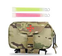 Lonloke Ifak Pouch-Rapid Deployment Tactical MOLLE Trauma Kit Pouches, Quick Release Tear-Off Medical First Aid Kit Organiser with Red Immediate Identify for Emergency Surviva. (MC+Glow Sticks)