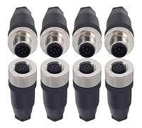 Lonlonty M12 8 Pin Male & Female Socket Panel Aviation Wire Connector,12mm Industrial Circular Connector, Outdoor Waterproof IP67,4 Sets