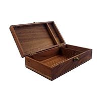 LONMAIX Walnut Handmade Walnut Partition Wooden Box for Keepsakes, Photos, Jewelry Ring Wedding Gift Box (Walnut-HTMDFH)