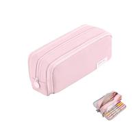 Lonmanui Pencil Case, Large Capacity Pencil Case with 4 Compartments, Multifunctional Pen Bag Stationery Organizer Office Makeup Bag for Girls and Boys Holiday for Primary Students, Women Men, Pink