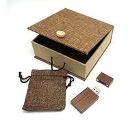 LONMAX Walnut Wooden USB Flash Drives 32GB With Cloth Gift Box USB Flash Disk for gift (32GB, Walnut+Linen)