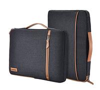 LONMEN 10 Inch Laptop Sleeve 360-Degree Protection with Retractable Handle, Water-Resistant Laptop Bag for iPad mini 1-4, Galaxy Tab A9/A8, MatePad SE, Tab M8/M10 Plus, Brown