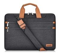 LONMEN 15-15.6 Inch Laptop Sleeve 360-Degree Protection Briefcase with Adjustable Shoulder Strap & Luggage Strap, Water-Resistant Laptop Bag for 15.6" Laptops (Lenovo/Acer/ASUS/Dell/HP), Black