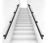 Lonmrrton Black Handrails for Stairs Indoor Outdoor Safety Banister Rail Wall Mounted Support Step Baluster Handrail - 2m 2.5m 3m 3.5m 4m Industrial Iron Pipe Stair Hand Rails with Fittings(3ft/90cm)