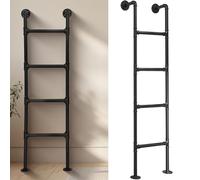 Lonmrrton Black Wrought Iron Loft Ladder, Heavy Duty Fire Escape Ladder 100cm-300cm Basement Egress Window Ladder Wall Mounted Straight Ladder, Customizable Size(125cm/49in)