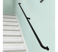 Lonmrrton Hand Railings for Stairs 1m 150cm 2m 240cm 3m 4m Black Metal Stair Handrail Industrial Iron Stair Railing for Indoor Outdoor Wall Mounted Staircase Banister Hand Rails (Size : 13.1ft/400cm)