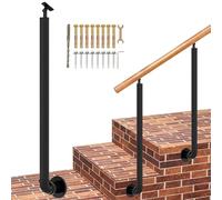 Lonmrrton Industrial Wrought Iron Handrail for Outdoor Steps Side-Mounted Banister Column for Exterior Garden Porch Deck Railing Single Post with Installation Kit(100cm(39.4in))
