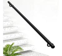 Lonmrrton Outdoor Grab Rail, 1m 1.5m 2m 3m 4m 5m 6m Wall Mount Staircase Railing Metal Wrought Iron Support Stair Banister Handrail for Villa Loft Decor, Black(4ft/120cm)
