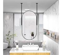 Lonmrrton Oval Vanity Mirror Wall Mounted Bathroom Mirror Ceiling Hanging Mirror Makeup Shaving Mirrors with Suspended Boom for Living Room Entryway Bedroom - Black (Size : 50cmx70cm)