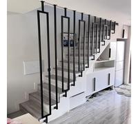 Lonmrrton Stair Handrail, L-Shaped Balustrade Post 30cm-150cm Villa Protective Fence - Black Iron Galvanized Pipe Railing Safety Non-Slip Guardrails for Step(Frame Handrail,3.1ft/95cm)