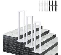 Lonmrrton Stair Handrails for Outdoor Steps, Mattle Wrought Iron Stair Railing Transitional Handrail Picket Fits 1 Steps Floor Mount Hand Rails, Stair Rail with Installation Kit, White(2.8ft/85cm)