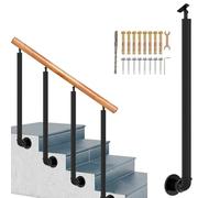 Lonmrrton Staircase Balusters Columns Side-Mounted, L-Shaped Wrought Iron Railing Posts with 270° Adjustable Angle Brackets and Wall Fittings, Indoor Outdoor Safety Guardrail(65cm(25.6in))