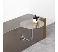 Lonmrrton Wall Mounted Cocktail Bar Table with Metal Leg, Round Side Table Stainless Steel Dining Table Coffee Table Counter Bistro Pub Table Small Space End Table (Size : 40x40x45cm)