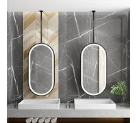 Lonmrrton Wall Mounted Mirror with Lights, Oval LED Ceiling Mirrors for Bathroom Vanity Makeup, Black Metal Framed Decorative Hanging Mirror(40cmx60cm)