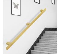 Lonmrrton Wrought Iron Handrail for Indoor Outdoor Grab Bar, Wall Mounted Staircase Hand Rail, Gold Stair Banister Railing Safety Handle for Corridor/Villa/Loft(10ft/300cm)