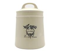 Lonovel Ceramic Coffee Canister Jars,Airtight Coffee Storage Container with Handle Lid,Ceramic Food Storage Jars for Coffee Beans,Vacuum Sealed Vintage Kitchen Canisters Large,8.5 inches (Beige)