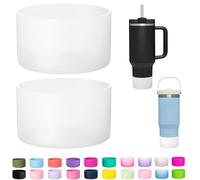 LONPARRY 2-Pack Silicone Boot for Stanley 40 30 oz Quencher Adventure Tumbler, Bottom Boot for Stanley IceFlow 30 20 oz, Stanley Cup Protector Sleeve Cover Boots for Stanley Accessories Clear