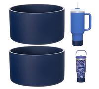LONPARRY 2-Pack Silicone Boot for Stanley 40 30 oz Quencher Adventure Tumbler, Bottom Protector for Stanley IceFlow Flip 30 20 oz, Stanley Cup Protector for Stanley 40 30 oz Dark Blue
