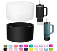 LONPARRY 2-Pack Silicone Boot for Stanley 40 30 oz Quencher Adventure Tumbler, Stanley IceFlow 30 20 oz, Stanley Cup Protector Accessories Black+Clear