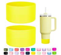 LONPARRY 2-Pack Silicone Boot for Stanley Cup Quencher IceFlow Rubber Bottom Sleeve Protector for Stanley Tumbler Car Travel Cup Bottle Bottom (Clear Yellow)