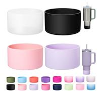 LONPARRY 4-Pack Boot for Tumbler 40 30 oz Bottom Sleeve Protector for Stanley Cup Quencher IceFlow Sleeve for Bottom Anti-Slip Sleeve Clear+Black+Fog+Pink