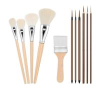 Lonrtesw 11 Pieces Pottery Glaze Tools Different Shapes Wooden Ceramic Brushes Ceramic Brush Set for Students Artists Adults